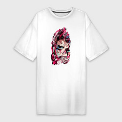 Женская футболка-платье Тандзиро Пламя Клинок рассекающий демонов