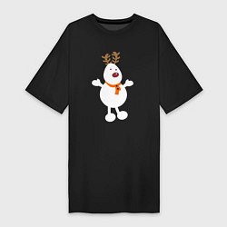 Женская футболка-платье Олень снеговик 01