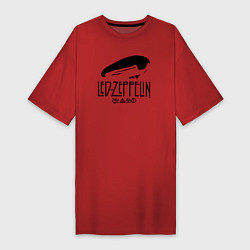 Футболка женская-платье Дирижабль Led Zeppelin с лого участников, цвет: красный