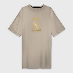 Футболка женская-платье Real Madrid gold logo, цвет: миндальный