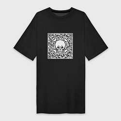 Футболка женская-платье QR Skull, цвет: черный