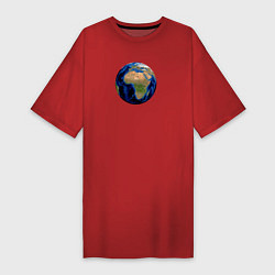 Футболка женская-платье Планета солнечной системы земля, цвет: красный