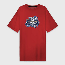 Футболка женская-платье Wilmington sharks -baseball team, цвет: красный
