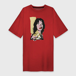Футболка женская-платье Andy Warhol - Mick Jagger pop art, цвет: красный