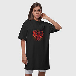 Футболка женская-платье Роза в сердце, цвет: черный — фото 2