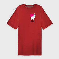 Футболка женская-платье Llama - i love, цвет: красный