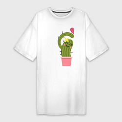 Женская футболка-платье Пара милого кактуса с сердечком