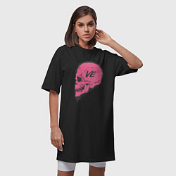 Футболка женская-платье LOVE - череп, цвет: черный — фото 2