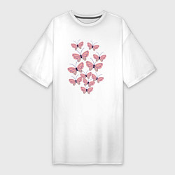 Женская футболка-платье Пастельные бабочки в животе
