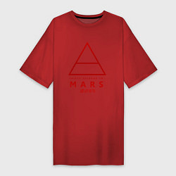 Футболка женская-платье 30 Seconds to Mars рок, цвет: красный