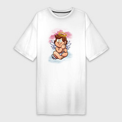 Женская футболка-платье Ангелочек в облаках