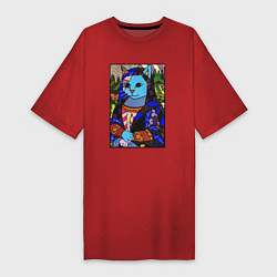Футболка женская-платье Ромеро Бритто Mona Cat, цвет: красный