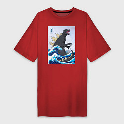 Женская футболка-платье Godzilla in The Waves Eastern