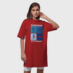 Футболка женская-платье Биатлон, Лежка, Стойка, цвет: красный — фото 2