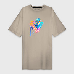Женская футболка-платье Аква в треугольниках Этот замечательный мир