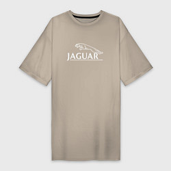 Футболка женская-платье Jaguar, Ягуар Логотип, цвет: миндальный