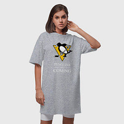 Футболка женская-платье Penguins are coming, Pittsburgh Penguins, Питтсбур, цвет: меланж — фото 2