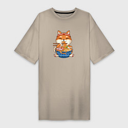 Женская футболка-платье Shiba Inu Eating Ramen