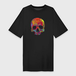 Женская футболка-платье Cool color skull