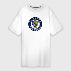 Футболка женская-платье Florida Panthers Флорида Пантерз Логотип, цвет: белый