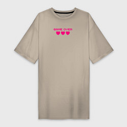 Женская футболка-платье Game over розовый текст