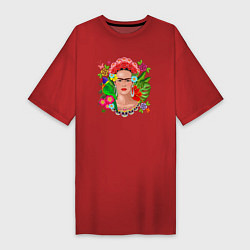 Футболка женская-платье Фрида Кало Мексика Художник Феминист, цвет: красный
