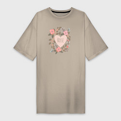Женская футболка-платье Розы в сердце