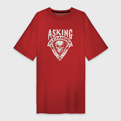 Футболка женская-платье Asking Alexandria рок группа, цвет: красный