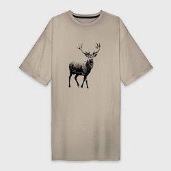 Женская футболка-платье Черный олень Black Deer