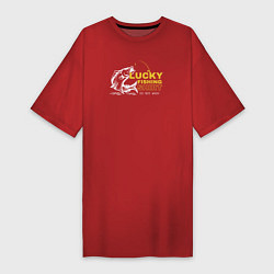 Футболка женская-платье Счастливая рыбацкая футболка не стирать, цвет: красный