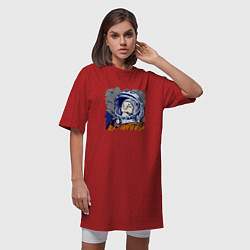 Футболка женская-платье Gagarin Never forget, цвет: красный — фото 2