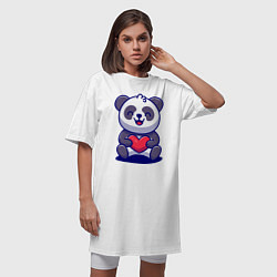 Футболка женская-платье Панда с сердцем!, цвет: белый — фото 2