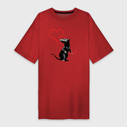 Женская футболка-платье BANKSY БЭНКСИ крыса и сердце