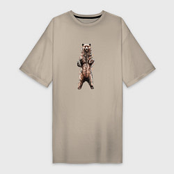 Женская футболка-платье Медведь стоит на задних лапах