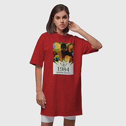 Футболка женская-платье Арт по книге 1984 Дж Оруэлла, цвет: красный — фото 2