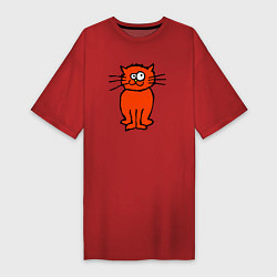 Женская футболка-платье Забаный красный кот