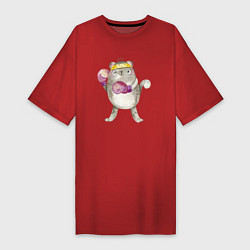 Женская футболка-платье Плюшевый кот-боксер