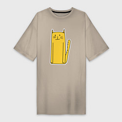 Женская футболка-платье Длинный желтый кот