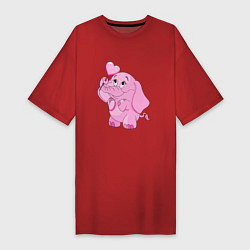 Футболка женская-платье Розовый слонёнок, цвет: красный