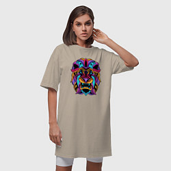 Футболка женская-платье Color lion Neon, цвет: миндальный — фото 2