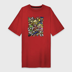 Женская футболка-платье Сборище персонажей Super Mario