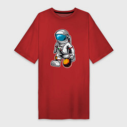 Женская футболка-платье Космонавт играет планетой
