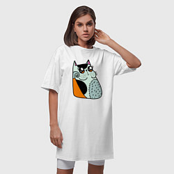 Футболка женская-платье Абстрактный котик, цвет: белый — фото 2