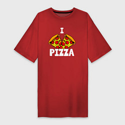 Женская футболка-платье Я люблю пиццу 2 слайса