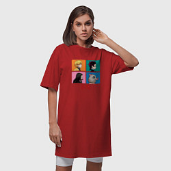 Футболка женская-платье Клинок, рассекающий демонов Коллаж, цвет: красный — фото 2