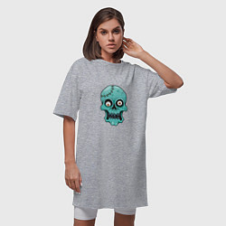 Футболка женская-платье Zombie Skull, цвет: меланж — фото 2