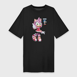 Футболка женская-платье Sonic Amy Rose Video game, цвет: черный