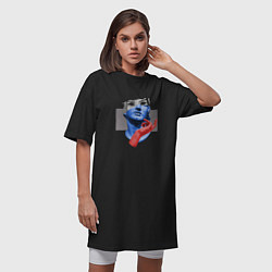 Футболка женская-платье Vaporwave Art Statue Collage, цвет: черный — фото 2