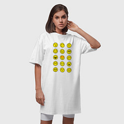 Футболка женская-платье Pixel art emoticons 1, цвет: белый — фото 2