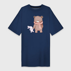 Женская футболка-платье Милый Медвежонок И Крольчонок
